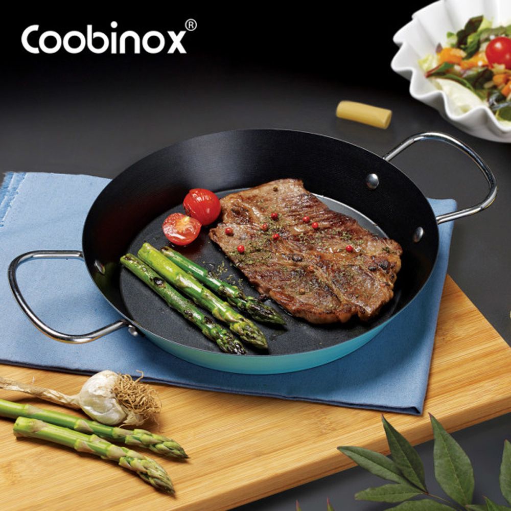 Coobinox® Carbon Steel Paella Pan 25cm Non-Stick Coating Lightweight Cookware for Induction and Camping